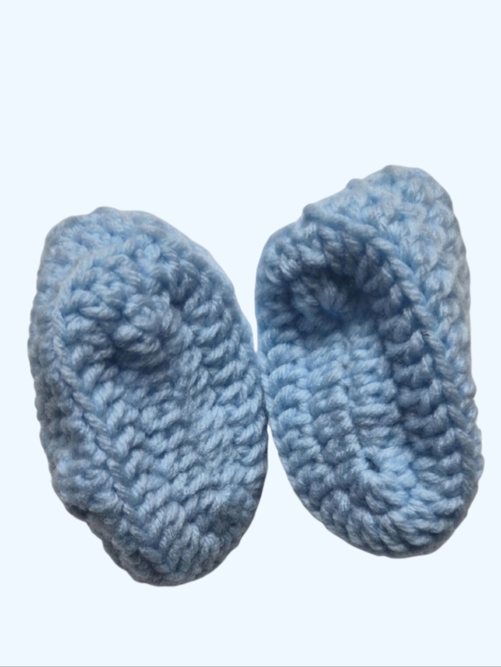 Handmade Crocheted Blue Baby Booties-Size 0-3M - Picture 4 of 7